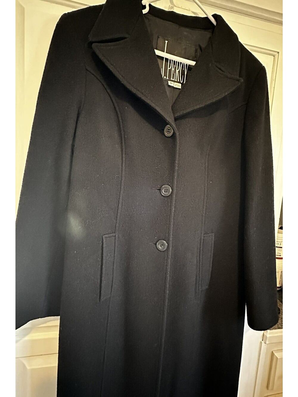 J. Percy 100% Wool Size 10 Black Formal Winter Coat Jacket Women Made In USA